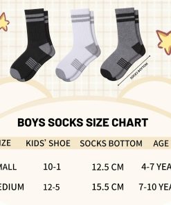 Alternative view of Comfoex 10 Pairs Boys Crew Long Athletic Socks for 4-6 6-8 8-10 Years Old Kids Calf Sports Half Cushioned