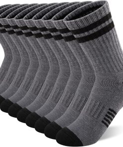 Comfoex 10 Pairs Boys Crew Long Athletic Socks for 4-6 6-8 8-10 Years Old Kids Calf Sports Half Cushioned